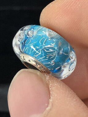 👍👍Pandora Wavy Blue Glass Murano, Silver Charm